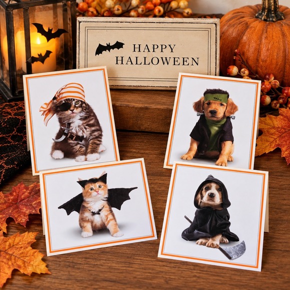 American Greetings Other - Halloween Decor Set Happy Halloween Wood Sign & American Greetings Pet Cards
